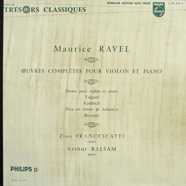 フランチェスカッティ、バルサムのラヴェル/ヴァイオリンとピアノのための作品集　仏PHILIPS　3314　LP レコード