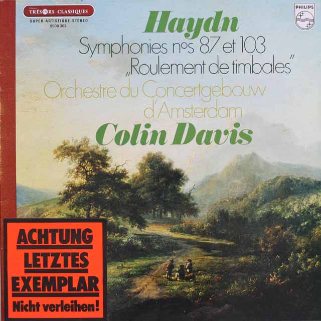 デイヴィスのハイドン/交響曲第87、103番「太鼓連打」　仏PHILIPS　3693　LP レコード