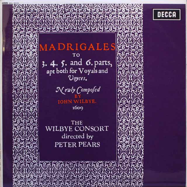 ピアーズらのウィルビー/「マドリガル集」　英DECCA　3692　LP レコード