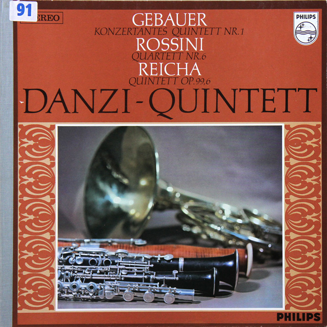 ダンツィ五重奏団のゲバウアー、ロッシーニ、ライヒャの作品集　蘭PHILIPS　3606　LP レコード