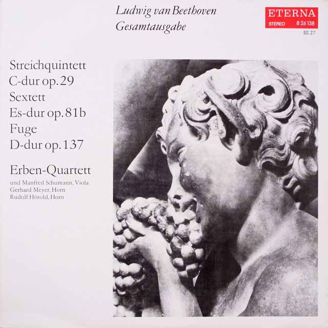 エルベン四重奏団ほかのベートーヴェン/弦楽五重奏曲ほか　独ETERNA　3338　LP レコード