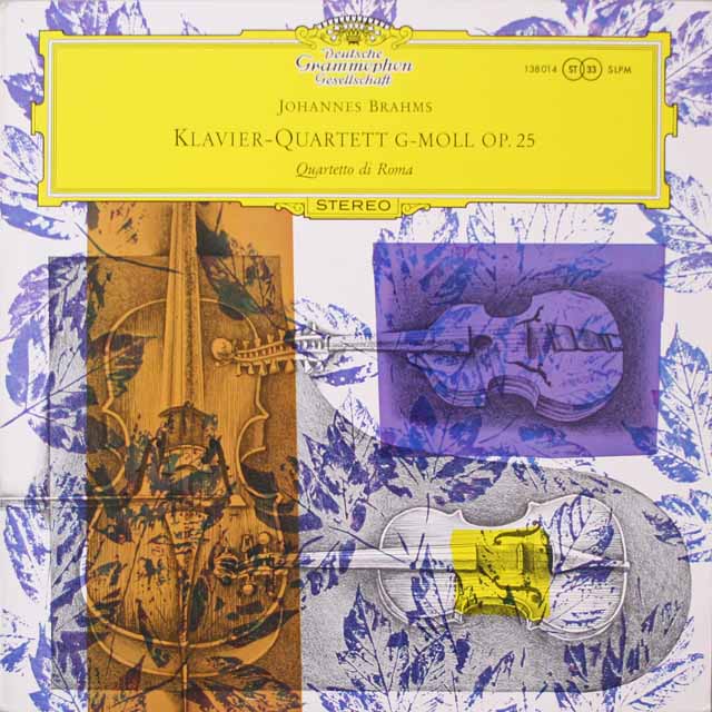 ローマ四重奏団のブラームス/ピアノ四重奏曲第1番　独DGG　3796　LP レコード