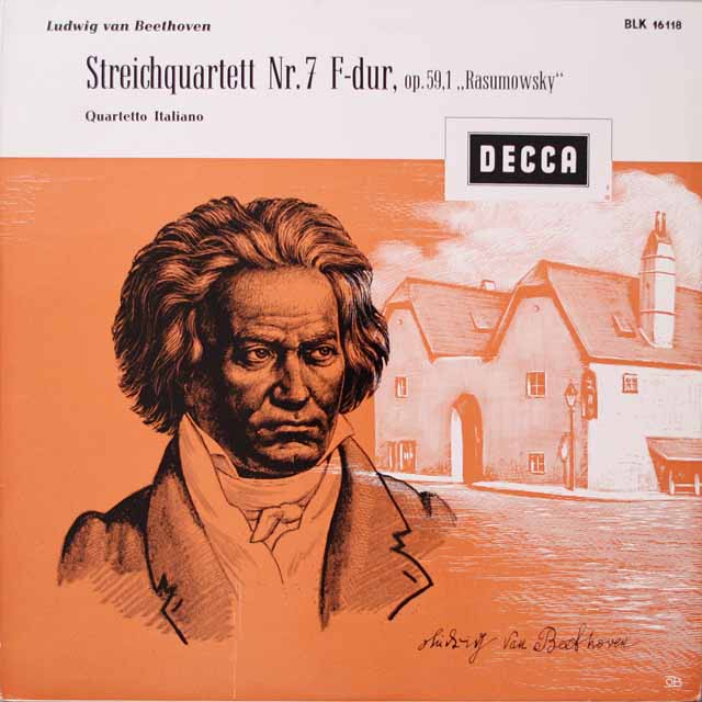 イタリア四重奏団のベートーヴェン/弦楽四重奏曲第7番「ラズモフスキー第1番」　独DECCA　2625　LP レコード