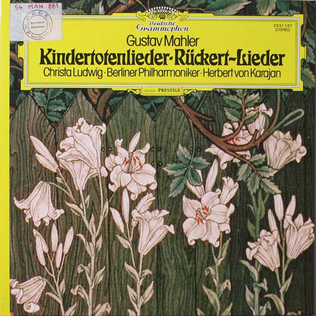 ルートヴィヒ、カラヤンのマーラー/「亡き子をしのぶ歌」ほか　仏DGG　3795　LP レコード