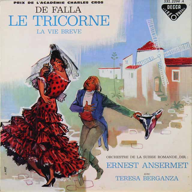 ベルガンサ&アンセルメのファリャ/「三角帽子」＆「はかなき人生」　仏DECCA　2728　LP レコード