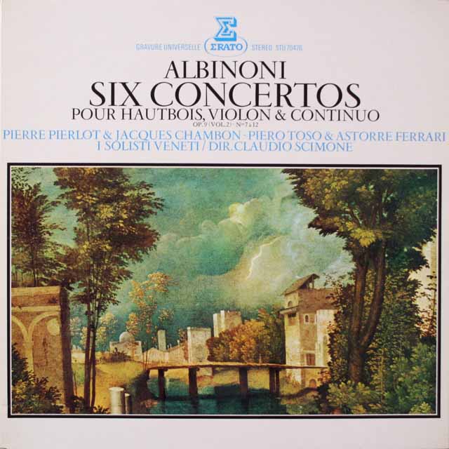 イ・ソリスティ・ヴェネティ＆シモーネのアルビノーニ/6つの協奏曲集  仏ERATO  2629　LP レコード