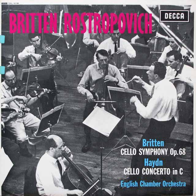 ロストロポーヴィッチ、ブリテンのブリテン、ハイドン/チェロ協奏曲集　英DECCA　3688　LP レコード