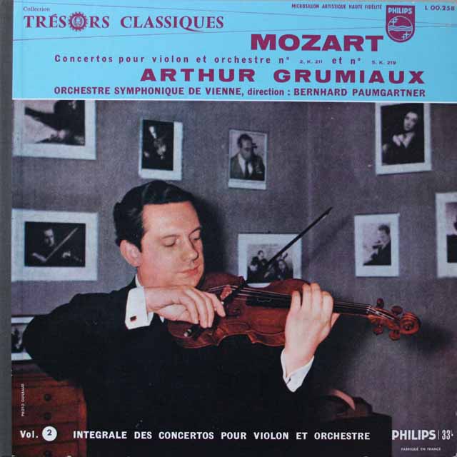 グリュミオーのモーツァルト/ヴァイオリン曲協奏曲第2、5番「トルコ風」　仏PHILIPS　3796　LP レコード