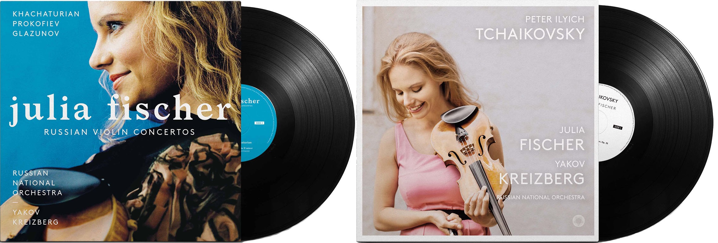 【LP レコード】　ユリア・フィッシャーの/ヴァイオリン協奏曲集（ハチャトゥリアン、プロコフィエフ、グラズノフ、チャイコフスキー）　＜限定プレス＞　KKC1163/1166　4LP