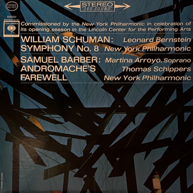 バーンスタインのウィリアム・シューマン/交響曲第8番ほか　 米Columbia　M1701　LP レコード