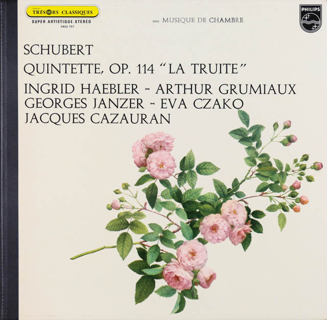 ヘブラー、グリュミオーらのシューベルト/ピアノ五重奏曲「ます」　仏PHILIPS　2731　LP レコード