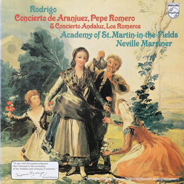 ペペ・ロメロ、マリナーのロドリーゴ/アランフエス協奏曲、アンダルシア協奏曲　蘭PHILIPS　3536　LP レコード