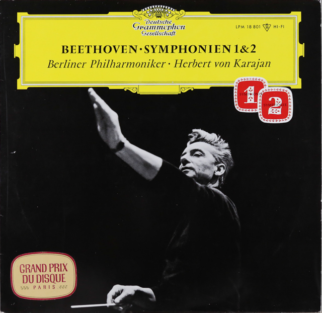 【モノラル】　カラヤンのベートーヴェン/交響曲第1、2番　独DGG　3538　LP レコード