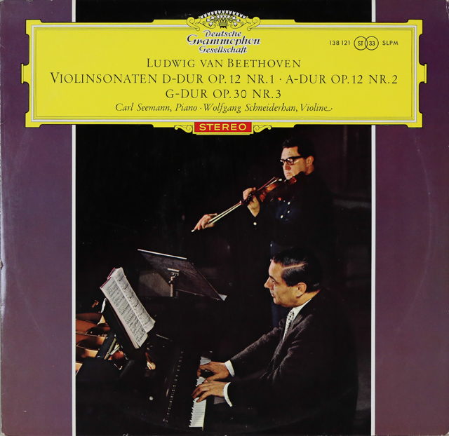 【赤ステレオ】　シュナイダーハン、ゼーマンのベートーヴェン/ヴァイオリンソナタ第1、2、8番　独DGG　3539　LP レコード