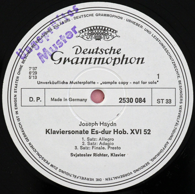 未発売盤【白レーベル/非売品(テストプレス)】　リヒテルのロカルノ・フェラーラリサイタル（1966） 　独DGG　3733　LP レコード