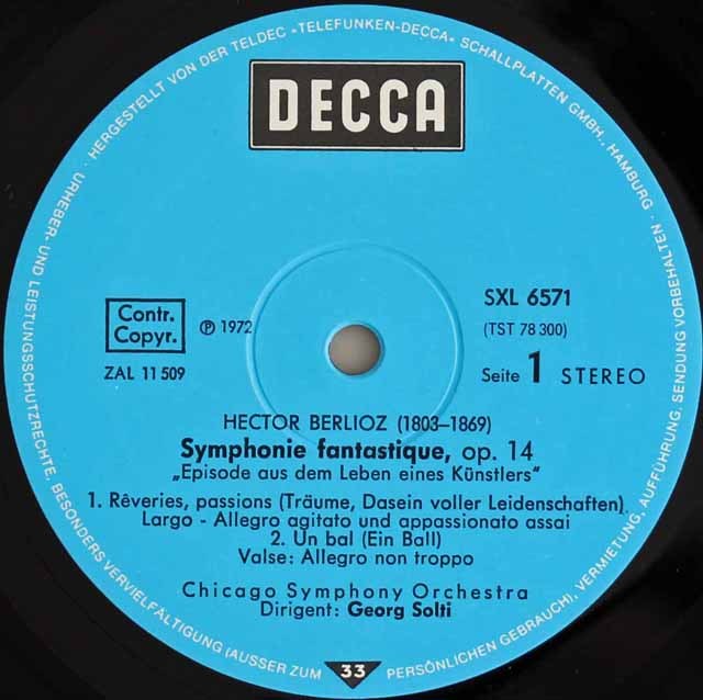 LP レコード ショルティのベルリオーズ/幻想交響曲 独DECCA 3295