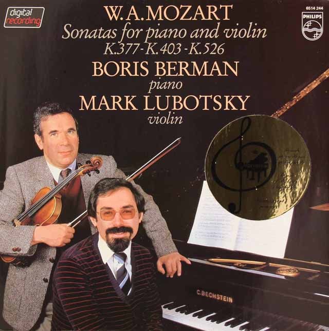 LP レコード B.ベルマン、ルボツキーのモーツァルト/ピアノとヴァイオリンのためのソナタ第33、38、42番 蘭PHILIPS 3525