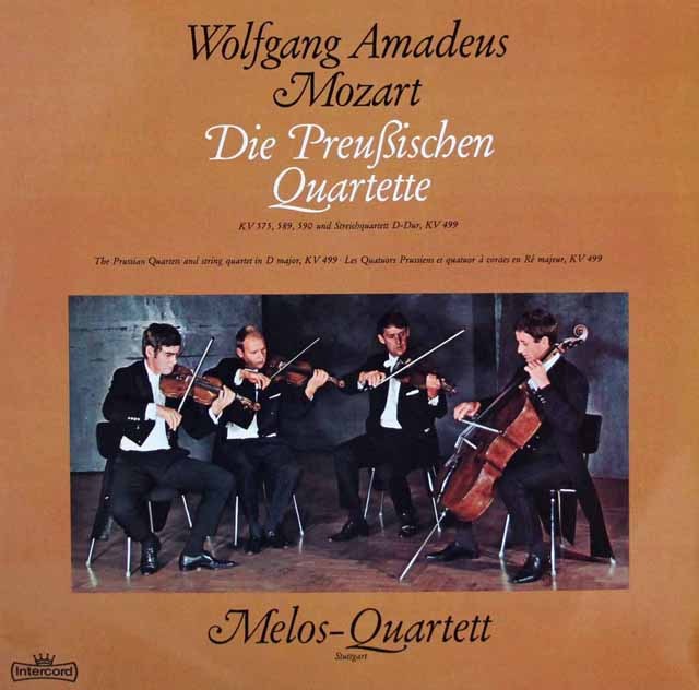 メロス四重奏団のモーツァルト/弦楽四重奏曲「プロシア王セット」、第20番　独Intercord　3535　LP レコード