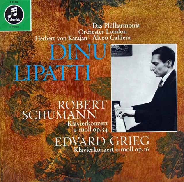 リパッティ&カラヤンほかのシューマン&グリーグ/ピアノ協奏曲集  　独Columbia　2848　LP レコード