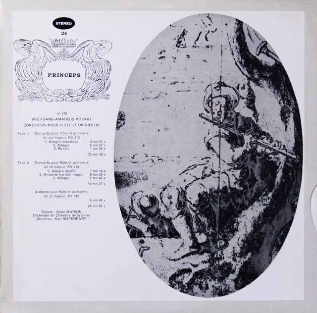 リステンパルトのモーツァルト/フルート協奏曲集　仏CF　2814　LP レコード