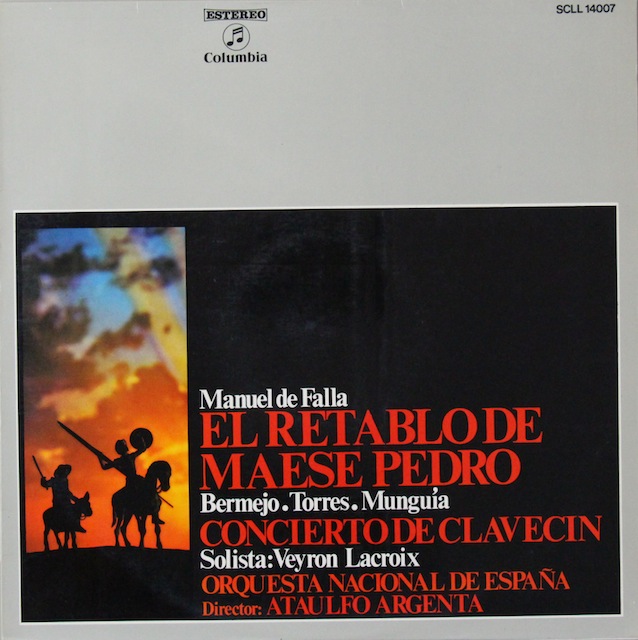 アルヘンタのファリャ/「ペドロ親方の人形芝居」ほか　スペインColumbia　2818　LP レコード