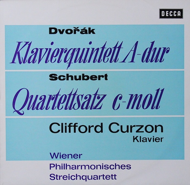 カーゾン、ウィーンフィル四重奏団のドヴォルザーク/ピアノ五重奏曲第2番ほか　独DECCA　3521　LP レコード