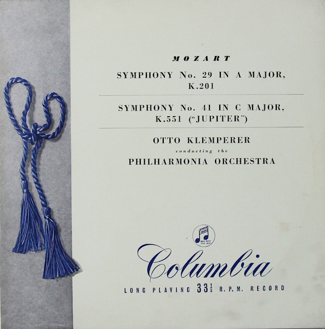 クレンペラーのモーツァルト/交響曲第29＆41番「ジュピター」　英Columbia　2820　LP レコード