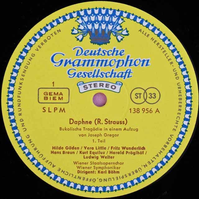 ベームのR.シュトラウス/「ダフネ」 独DGG 2904 LP レコード