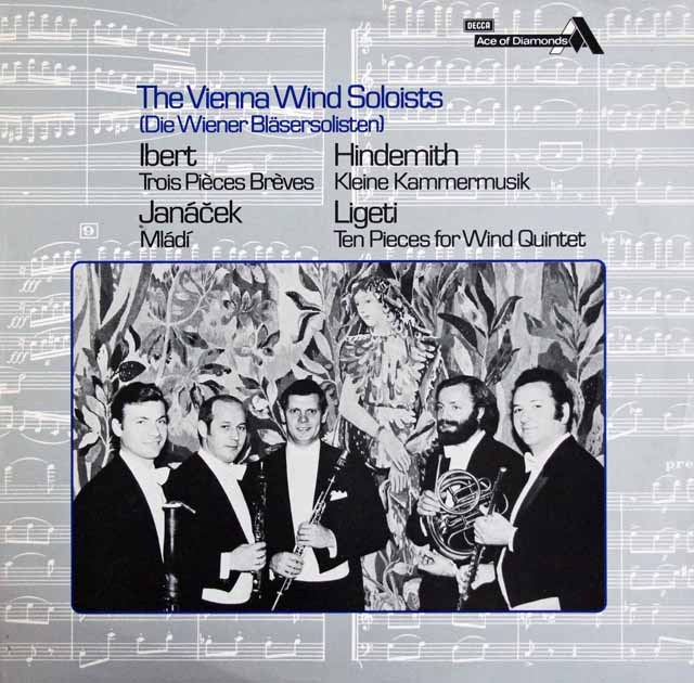 ウィーン・フィル管楽ゾリステンのイベール、ヤナーチェクほか室内楽曲集　英DECCA　3620　LP レコード