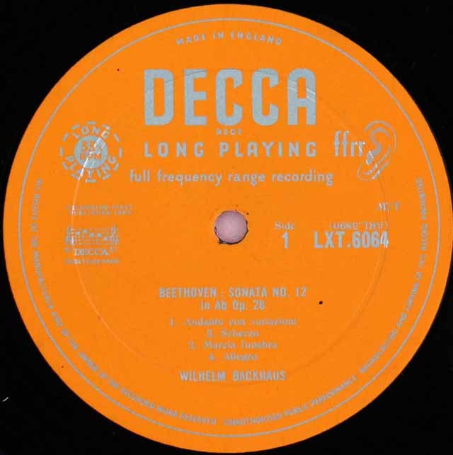 LP レコード バックハウスのベートーヴェン/ピアノソナタ第12、18番 英