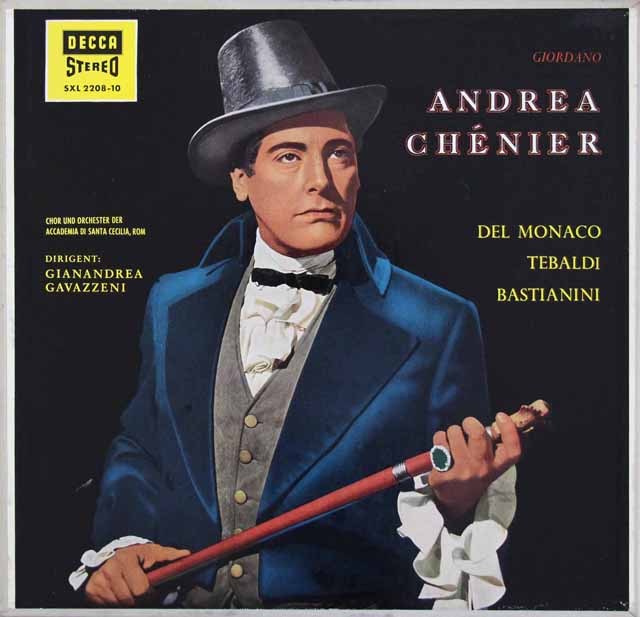 【独最初期盤】　デル=モナコのジョルダーノ/ 「アンドレア・シェニエ」全曲 　独DECCA　2929　LP レコード