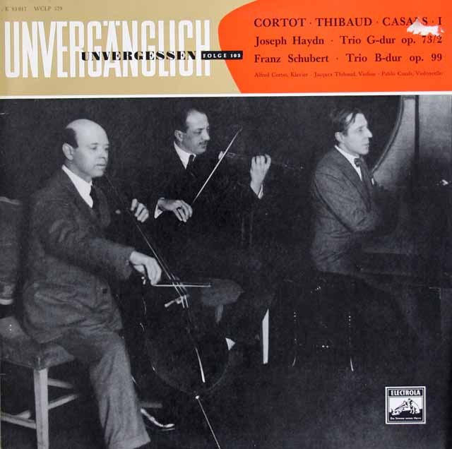 【独最初期盤】コルトー、ティボー&カザルスのハイドン&シューベルト/三重奏曲集   　独ELECTROLA　2934　LP レコード