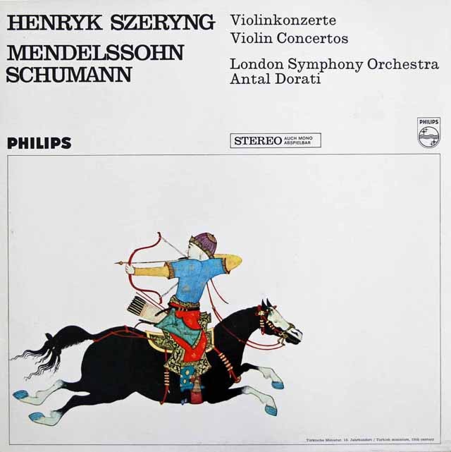 シェリングのメンデルスゾーン&シューマン/ヴァイオリン協奏曲集　蘭PHILIPS　3396　LP レコード