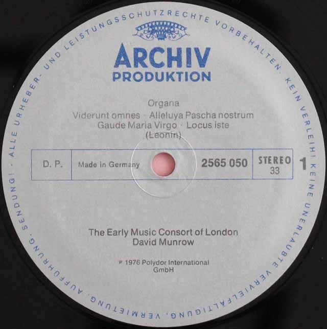 マンロウ、ロンドン古楽コンソートの「ゴシック期の音楽」 独ARCHIV 3637 LP レコード