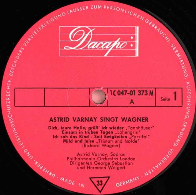 LP レコード ヴァルナイのワーグナー/オペラアリア集 独Dacapo 3637