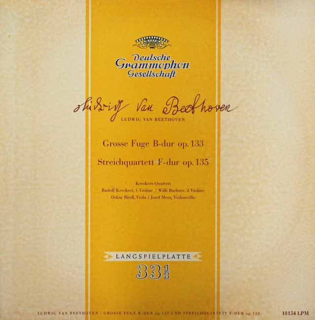 ケッケルト四重奏団のベートーヴェン/大フーガ&弦楽四重奏曲第16番  　 独DGG　2947　LP レコード