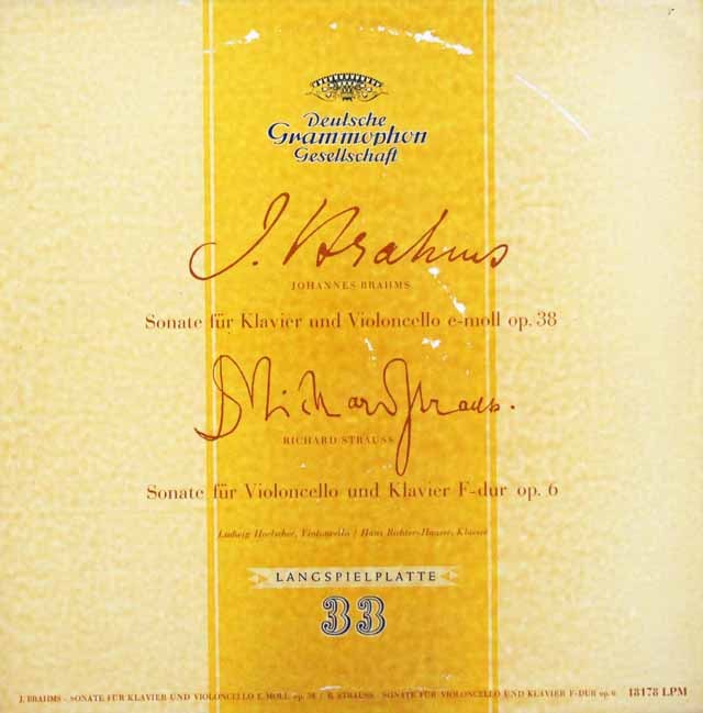 ヘルシャーのブラームス、R.シュトラウス/チェロソナタ集　独DGG　3638　LP レコード