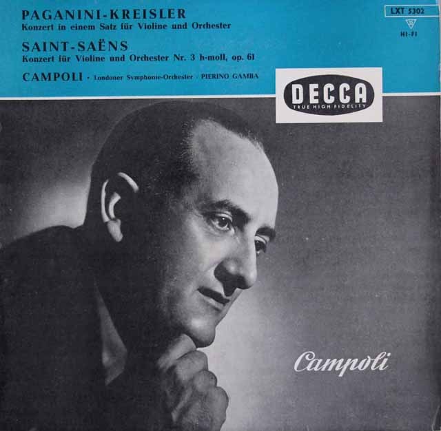 カンポリのパガニーニ、サン＝サーンス/ヴァイオリン協奏曲集　独DECCA　3639　LP レコード