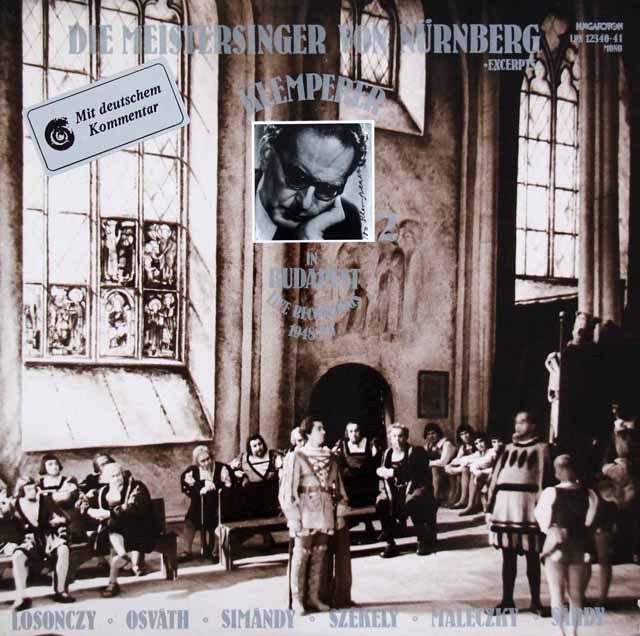 クレンペラーのワーグナー/「ニュルンベルクのマイスタージンガー」抜粋・イン・ブダペスト 　ハンガリーHUNGAROTON　2997　LP レコード