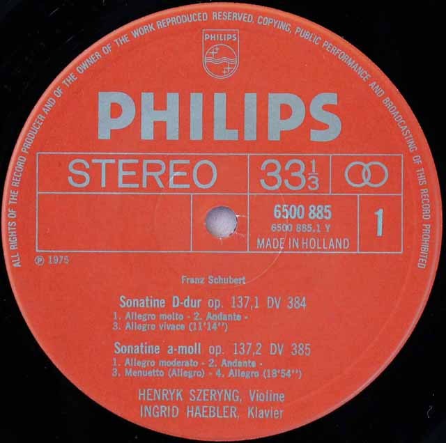 LP レコード ヘブラー&シェリングのシューベルト/ヴァイオリンソナタ集