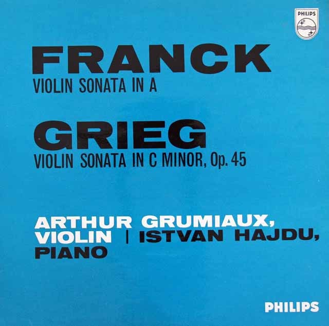 【モノラル】　グリュミオーのフランク、グリーグ/ヴァイオリンソナタ集　英PHILIPS　3715　LP レコード