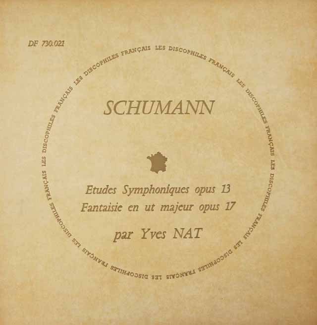【モノラル】　ナットのシューマン/「交響的練習曲」、「幻想曲」　仏DF　3390　LP レコード