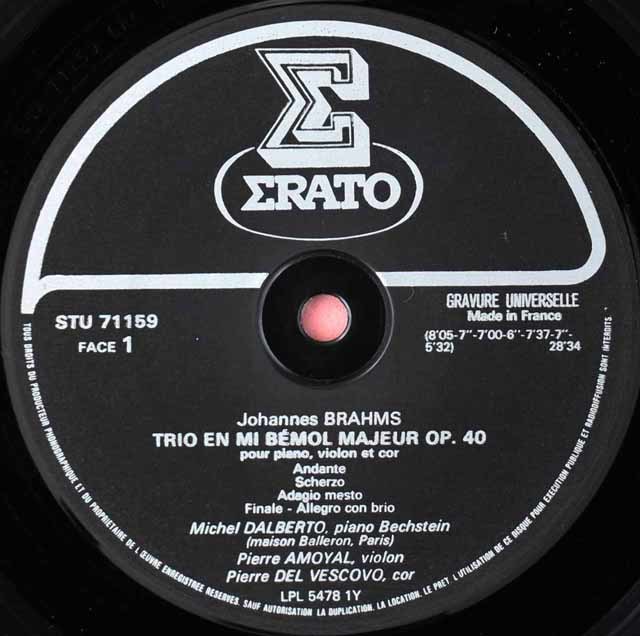 LP レコード ダルベルト、アモイヤルらのブラームス/三重奏曲集 仏