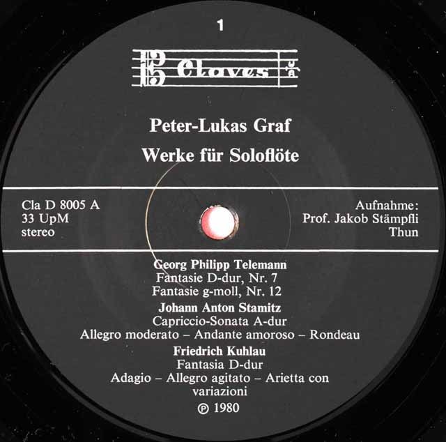 LP レコード グラーフの無伴奏フルート作品集 スイスclaves 3716