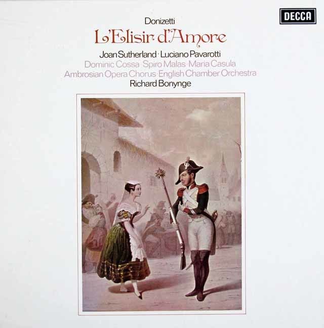 サザーランド&パヴァロッティのドニゼッティ/「愛の妙薬」全曲 　　英DECCA　3024　LP レコード