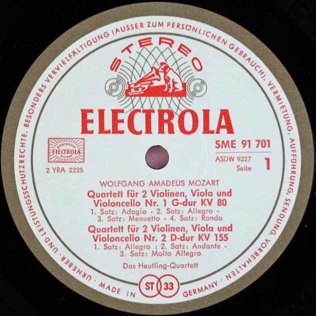 LP レコード ホイトリンク四重奏団のモーツァルト/弦楽四重奏曲