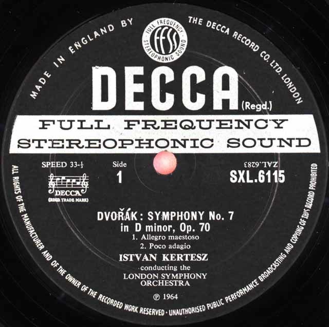 クラシック 生演奏レコード磐(200曲) LP レコード ケルテスのドヴォルザーク/交響曲第7番 英DECCA 3026