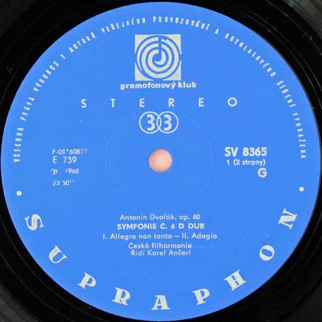 LP レコード アンチェルのドヴォルザーク/交響曲第6番 チェコ