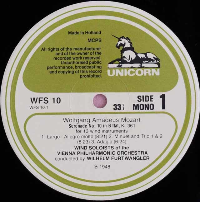 湯けむり】フルトヴェングラー／モーツァルト：セレナード LP レコード
