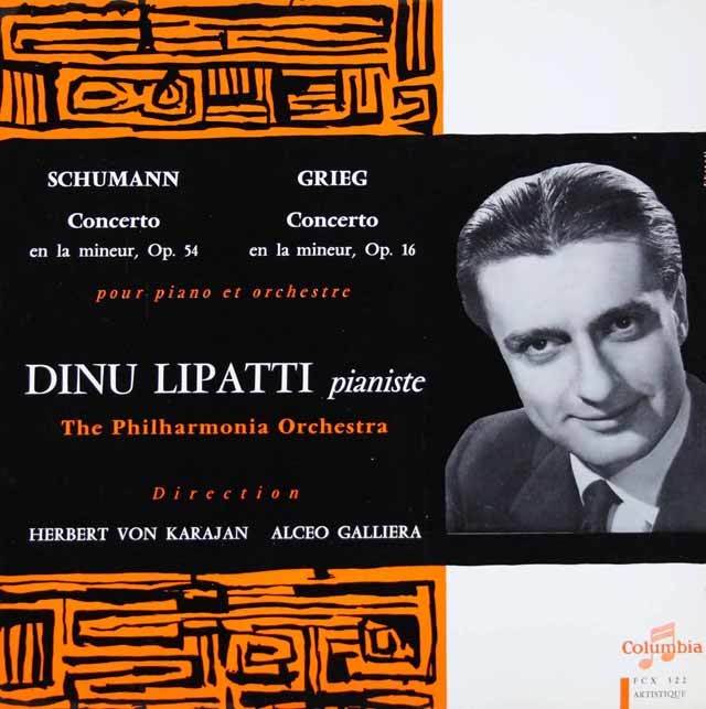 リパッティ&カラヤンらのグリーグ&シューマン/ピアノ協奏曲集　仏Columbia　3042　LP レコード